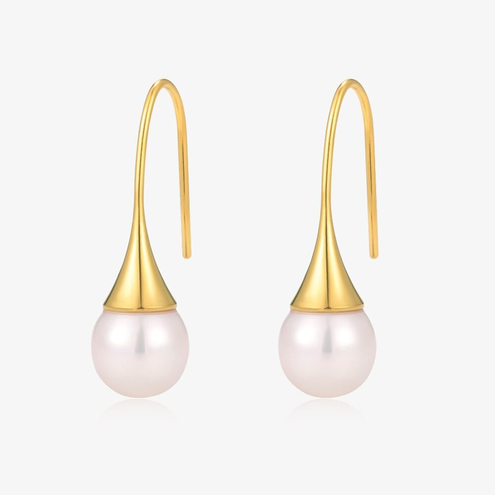 Vera Hooks Fresh Water Pearl Long Dangle Hook Style Earrings